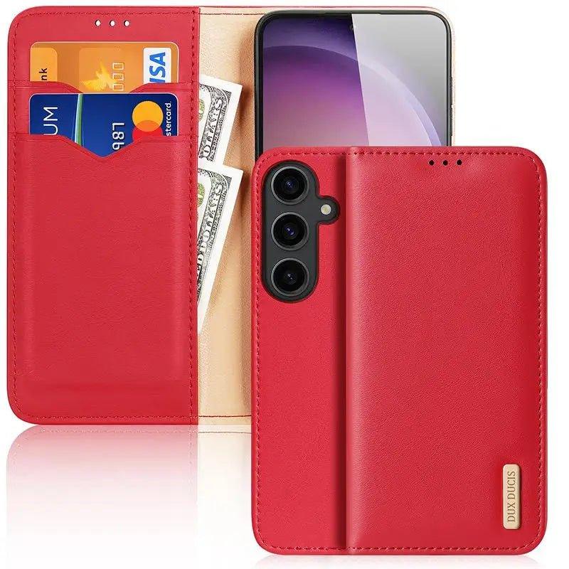 Casebuddy Red / For Galaxy S24 Ultra DuxDucis Galaxy S24 Ultra Real Leather Wallet