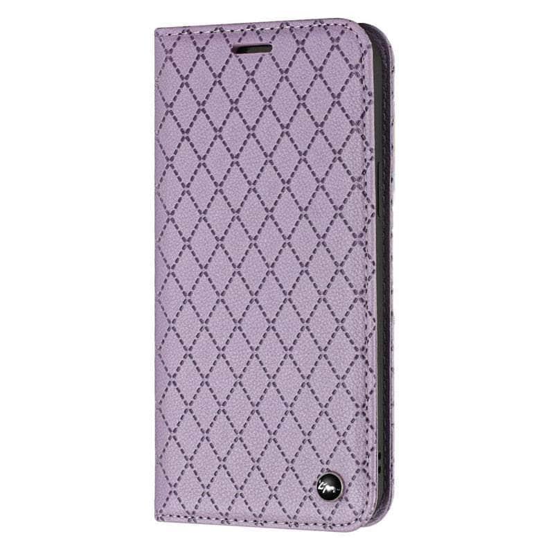 Casebuddy Purple / For Galaxy A24 4G Embossing Samsung Galaxy A24 Vegan Leather Wallet
