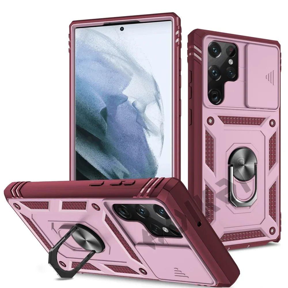 Casebuddy Pink / Samsung S24 Ultra Galaxy S24 Ultra Heavy Duty Ring Kickstand Cover