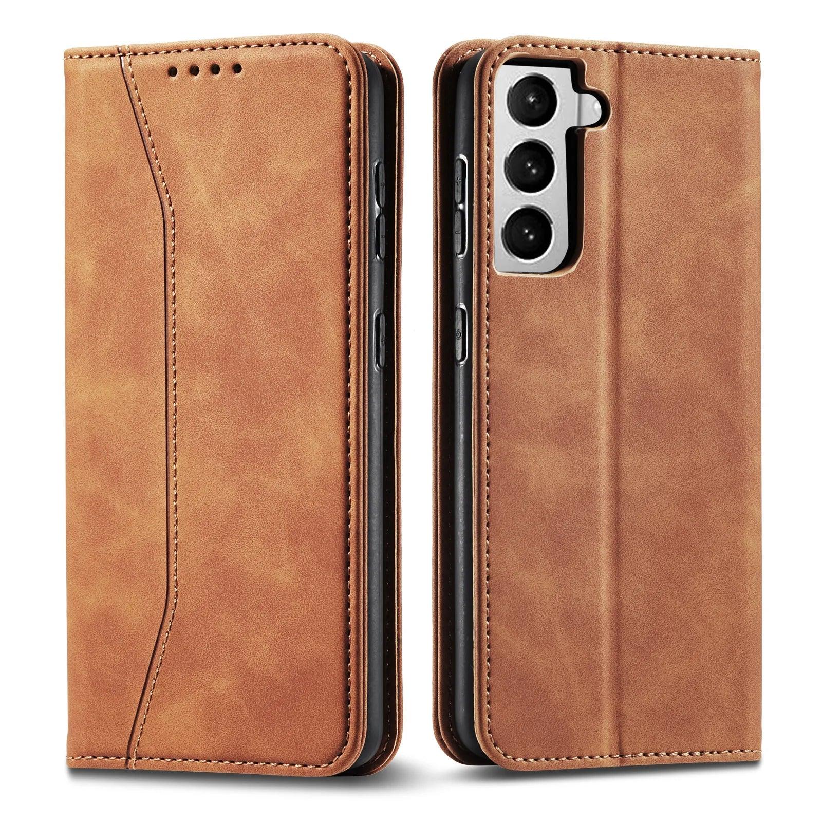 Casebuddy Khaki / For Galaxy S24 Ultra Galaxy S24 Ultra Luxury Vegan Leather Case