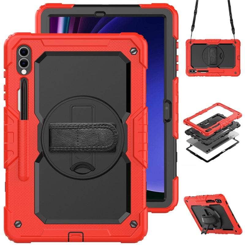 Casebuddy BK-RED / S9 Plus 12.4 inch Galaxy Tab S9 Plus Shockproof Shoulder Strap Case