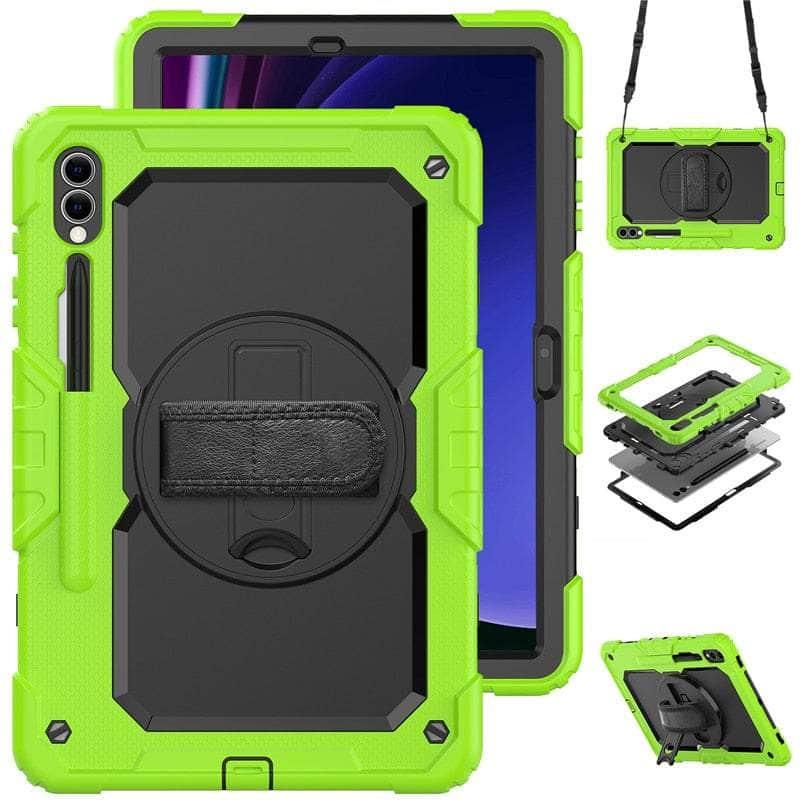 Casebuddy BK-LIME / S9 Plus 12.4 inch Galaxy Tab S9 Plus Shockproof Shoulder Strap Case