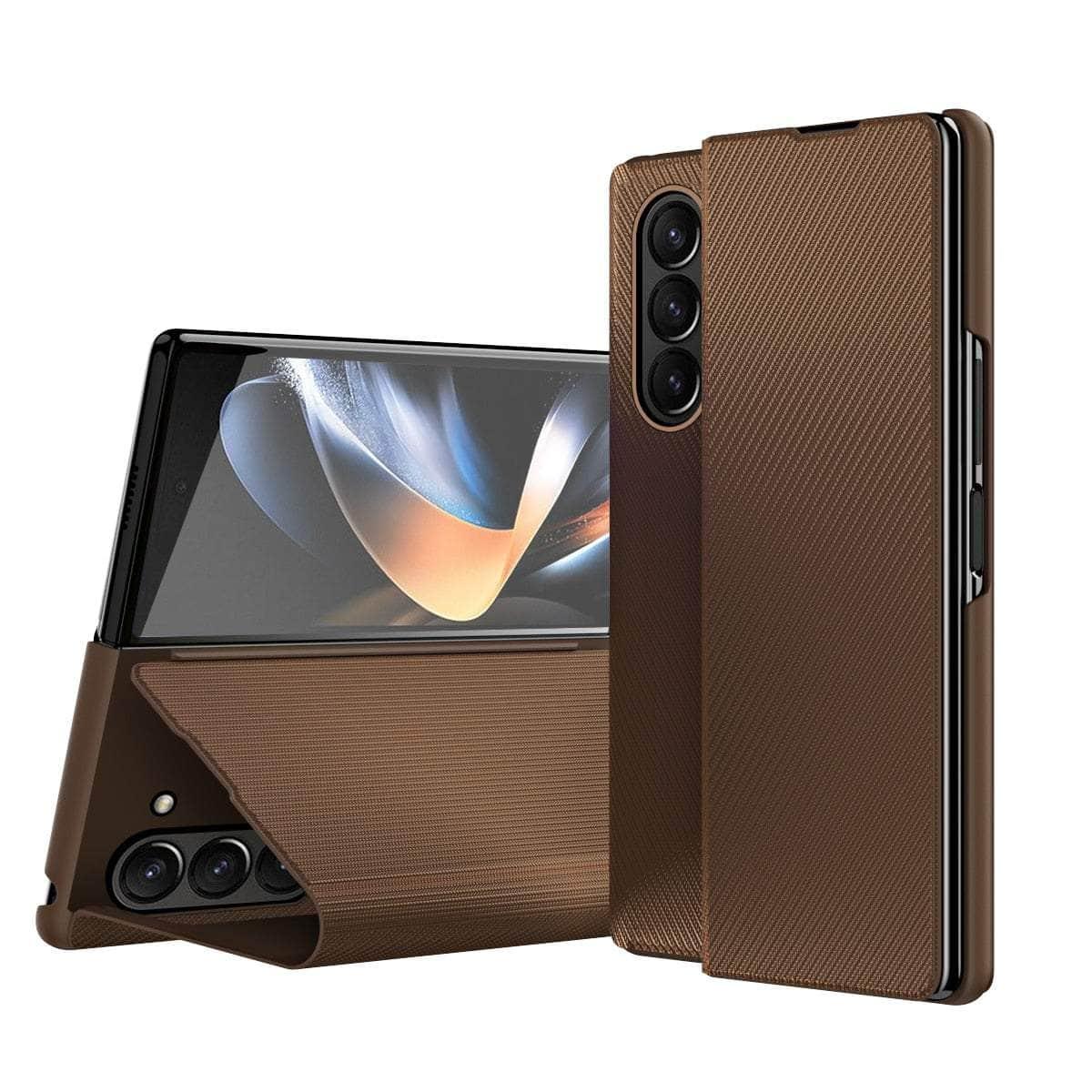 Casebuddy brown / for Galaxy Z Fold 4 Galaxy Z Fold 4 Matte Carbon Fiber Folding Cover