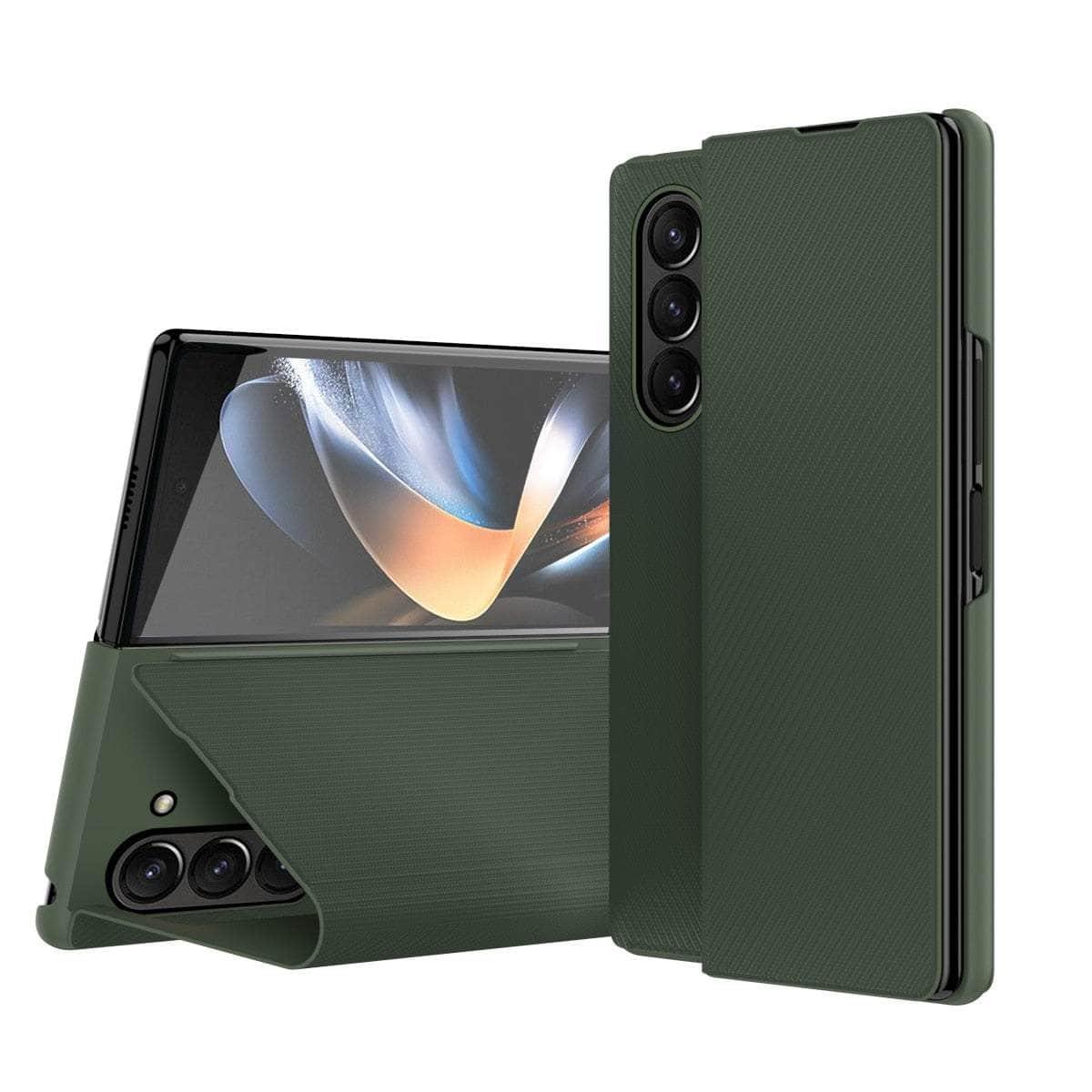 Casebuddy dark green / for Galaxy Z Fold 4 Galaxy Z Fold 4 Matte Carbon Fiber Folding Cover