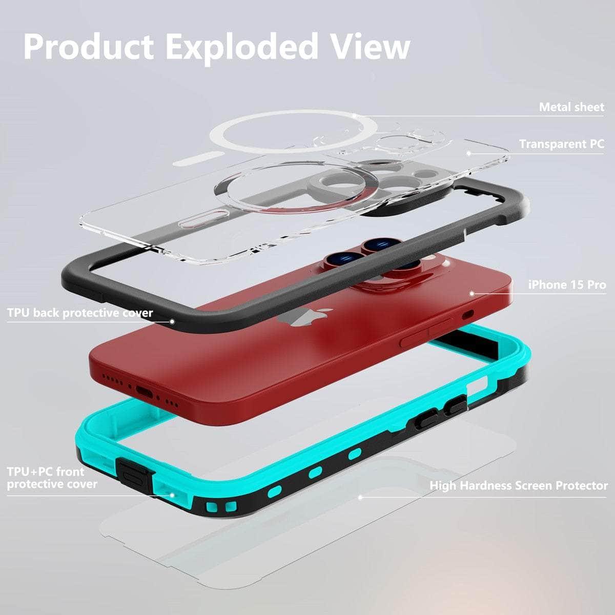 Casebuddy Black / For iPhone 15 Pro iPhone 15 Pro IP68 Waterproof Wireless MagSafe Case