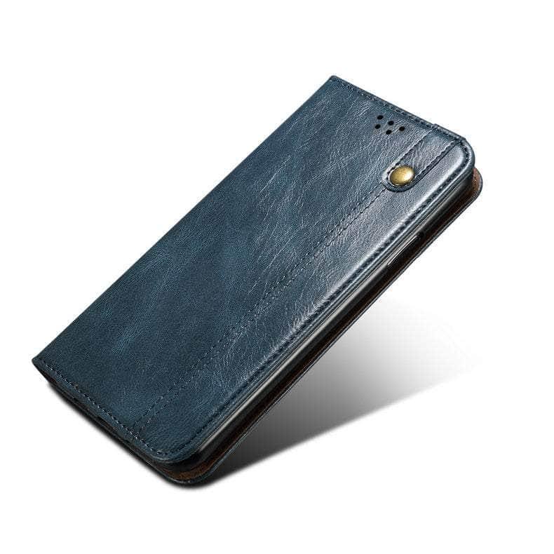 Casebuddy Blue / A54 5G Luxury Galaxy A54 Vegan Leather Magnet Book