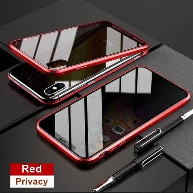 Casebuddy Red / For iphone 15 Pro Magnetic Tempered iPhone 15 Pro Glass Privacy Case