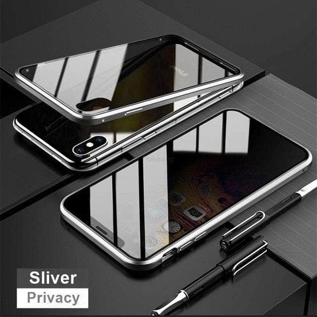 Casebuddy Silver / For iphone 15 Pro Magnetic Tempered iPhone 15 Pro Glass Privacy Case