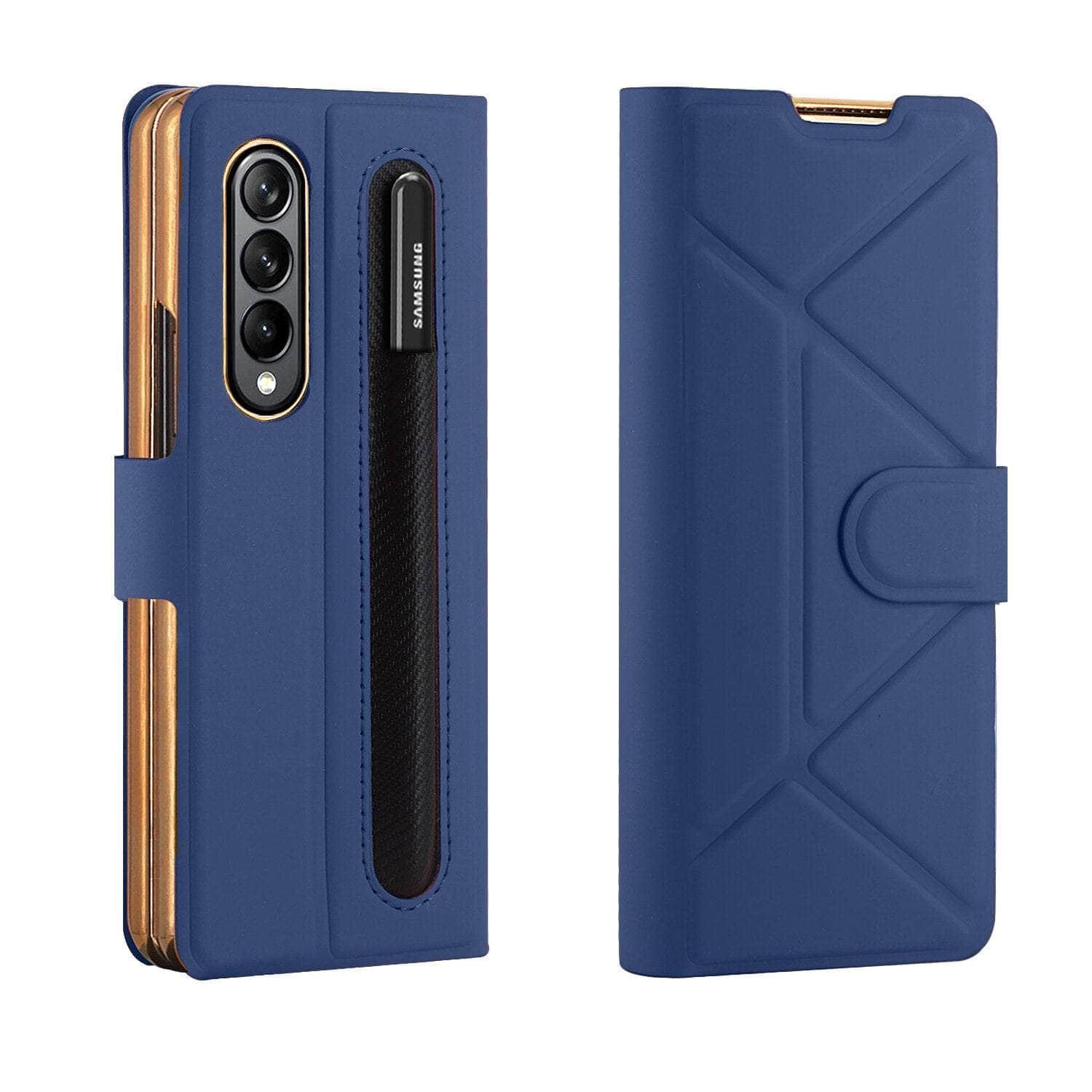 CaseBuddy Australia 0 Blue / Case Only (No Pen) / For Samsung Z Fold 5 Magnetic Vegan Leather Galaxy Z Fold 5 Case