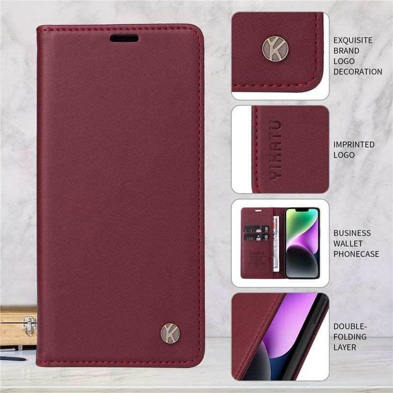 Casebuddy Claret / for Galaxy A24 5G Samsung Galaxy A24 Flip Vegan Leather Case