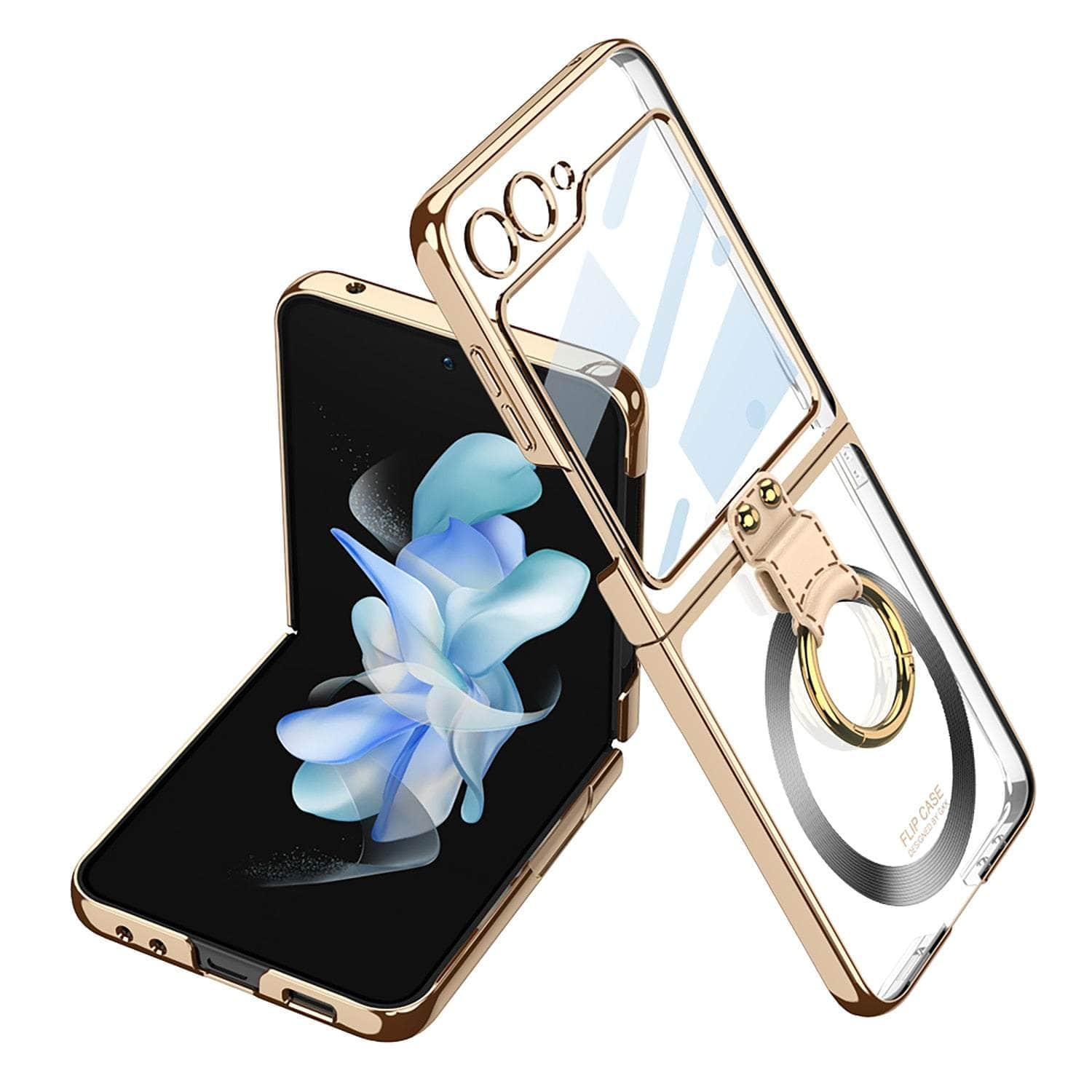 Casebuddy Golden / Galaxy Z Flip 5 Transparent Galaxy Z Flip 5 Ring Stand