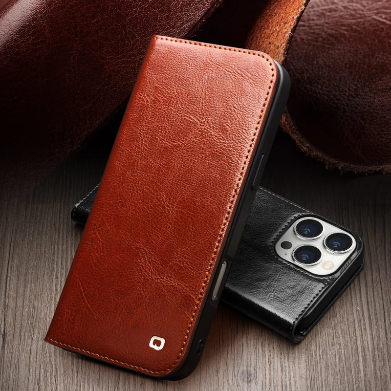 QIALINO iPhone 16 Pro Max Genuine Leather Case