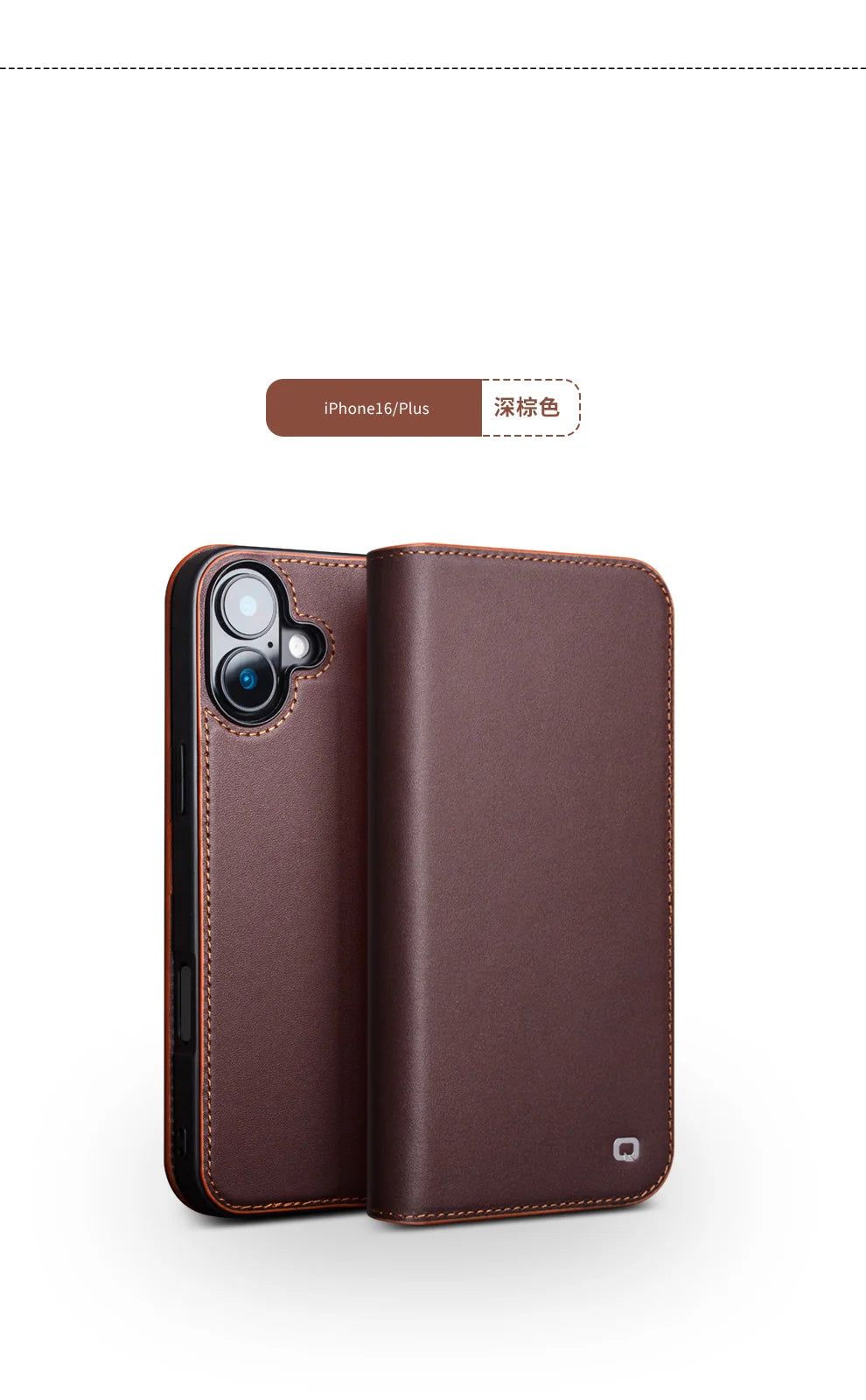 QIALINO Handmade iPhone 16 Pro Max Genuine Leather Wallet