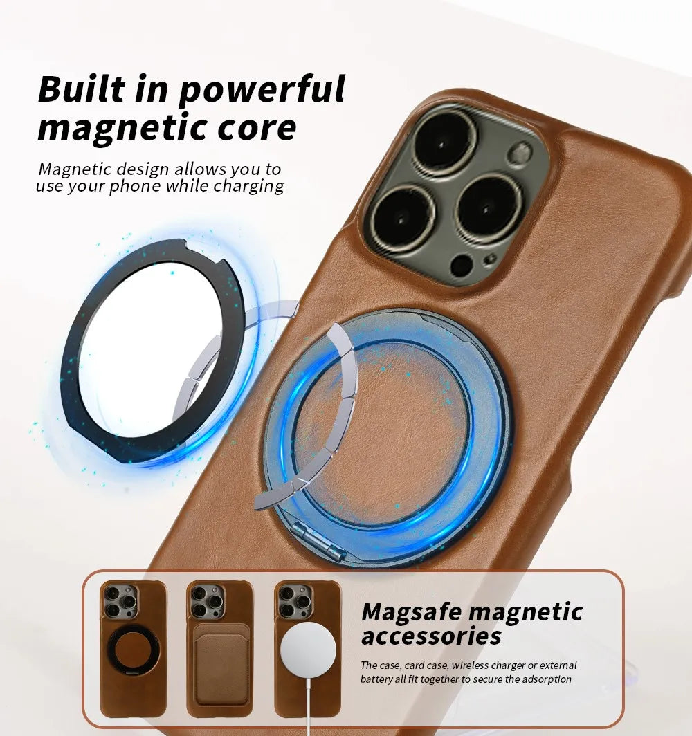 iPhone 16 Pro Max Luxury 360° Genuine Leather Magsafe Case