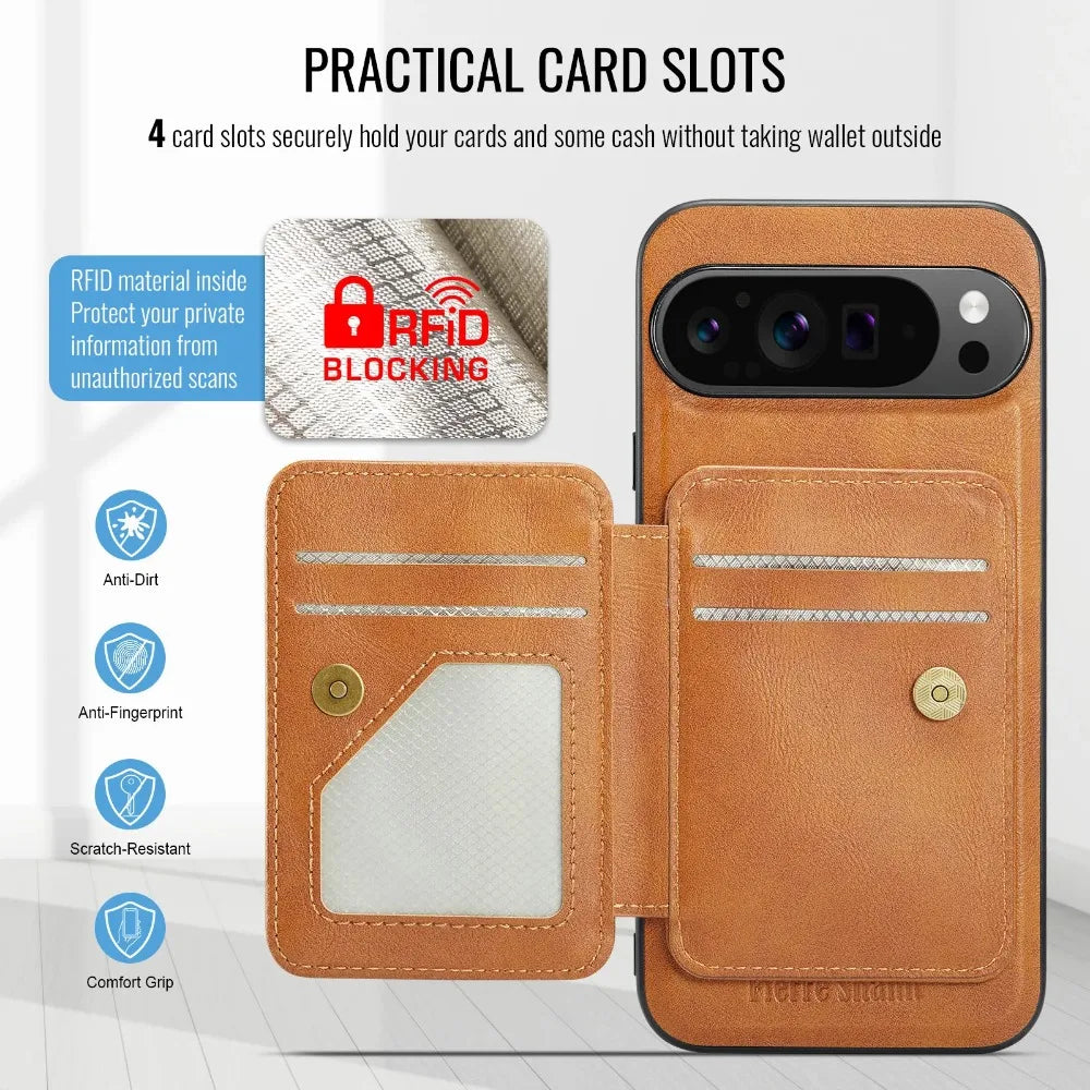 Pixel 9 Vegan Leather Detachable RFID Blocking Card Case