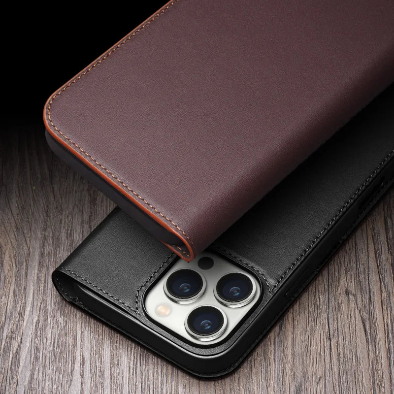 QIALINO Handmade iPhone 16 Genuine Leather Wallet