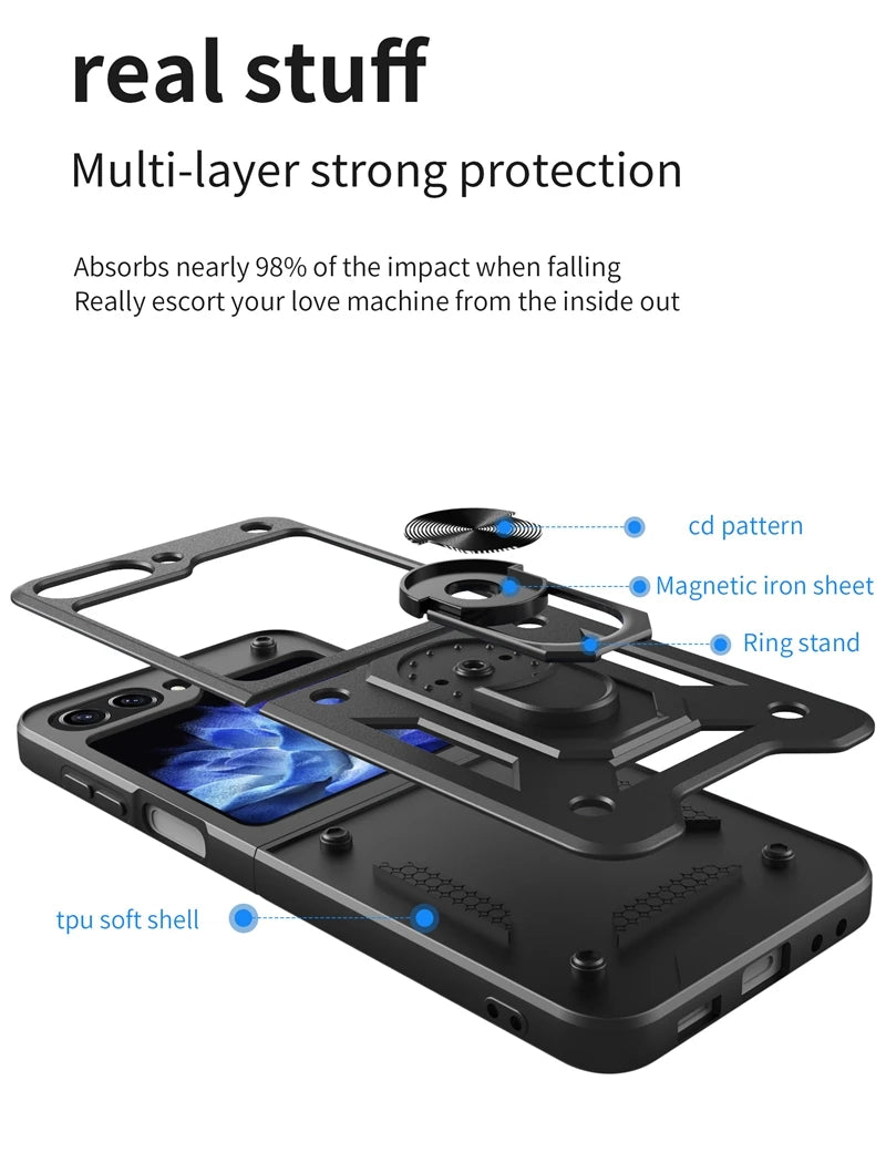 Galaxy Z Flip 6 Car Magnetic Ring Holder Armor Case