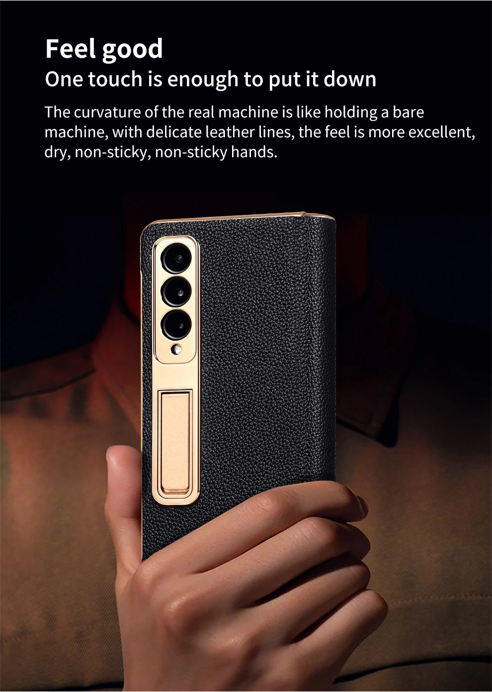 Real Leather Galaxy Z Fold 6 Hinge Kickstand Cover