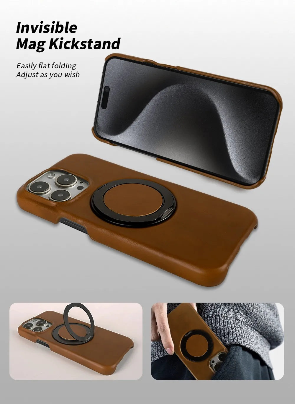 iPhone 16 Pro Luxury 360° Genuine Leather Magsafe Case