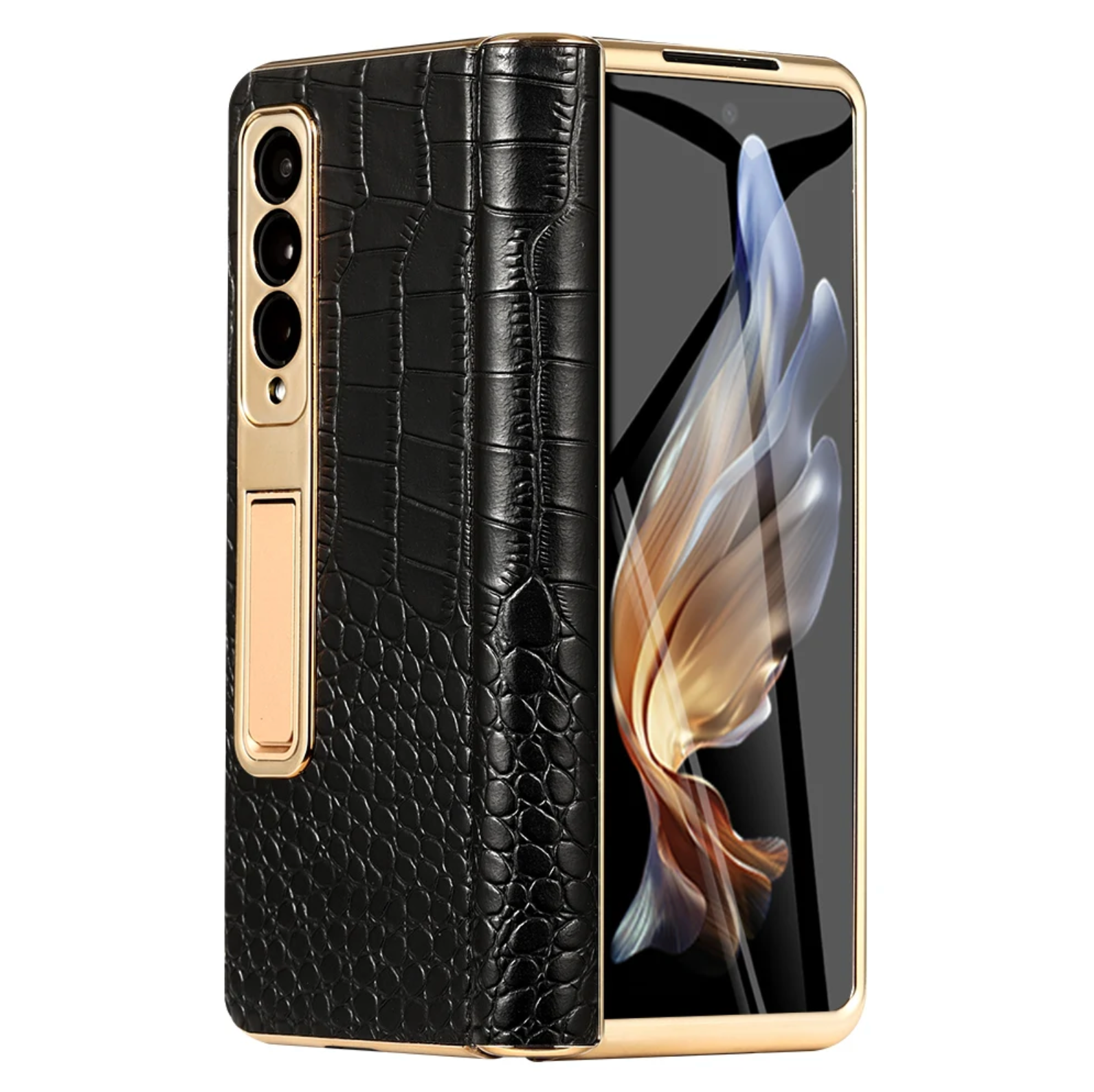 Real Leather Galaxy Z Fold 6 Hinge Kickstand Cover