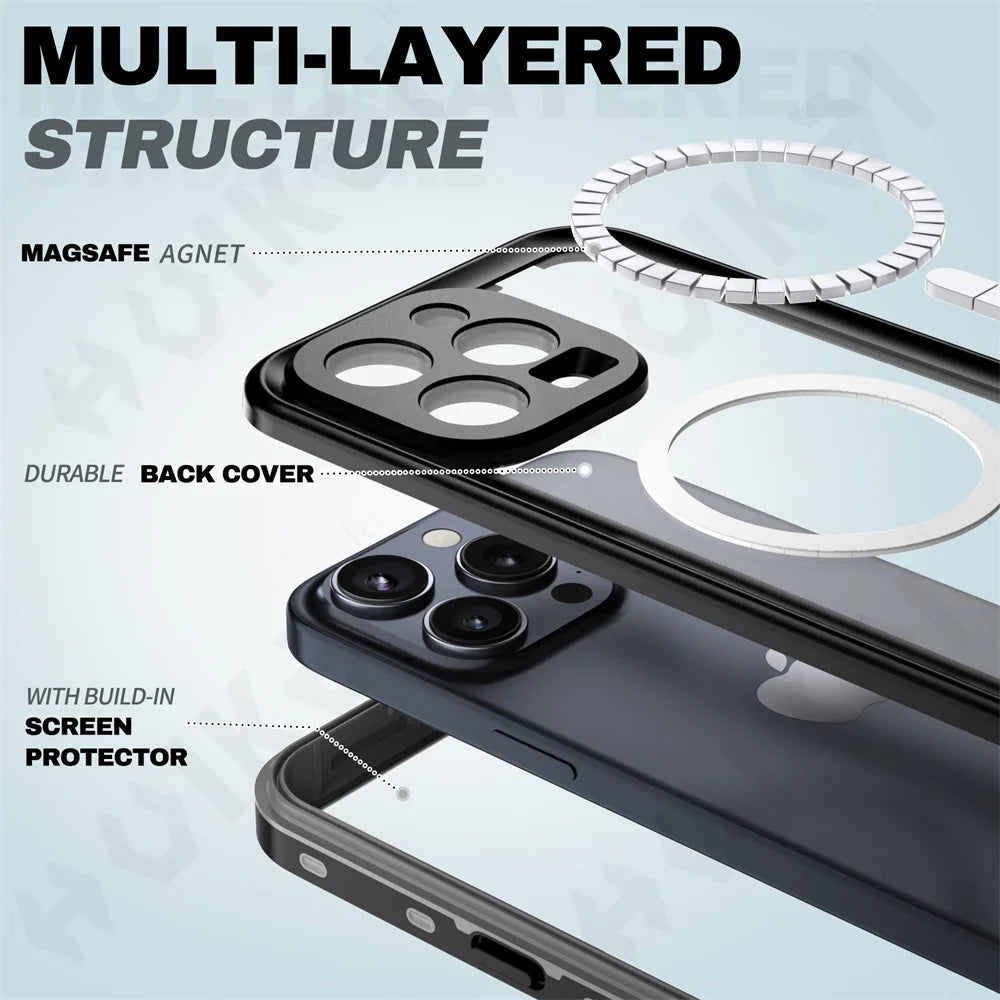 iPhone 16 IP68 Protective Waterproof Magnetic Case