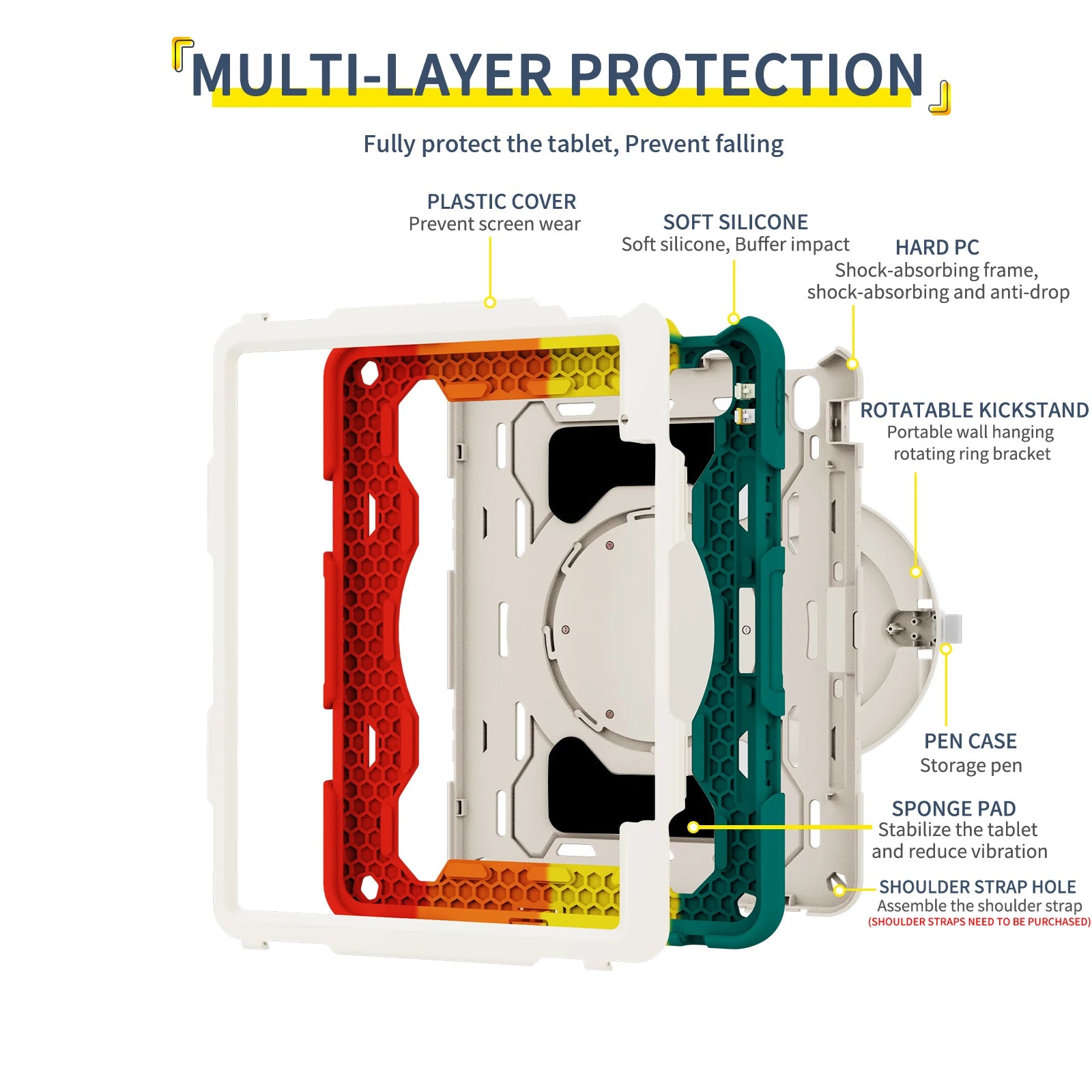 Kids iPad Air 6 13" 2024 Heavy Duty Rugged Shockproof Stand Case