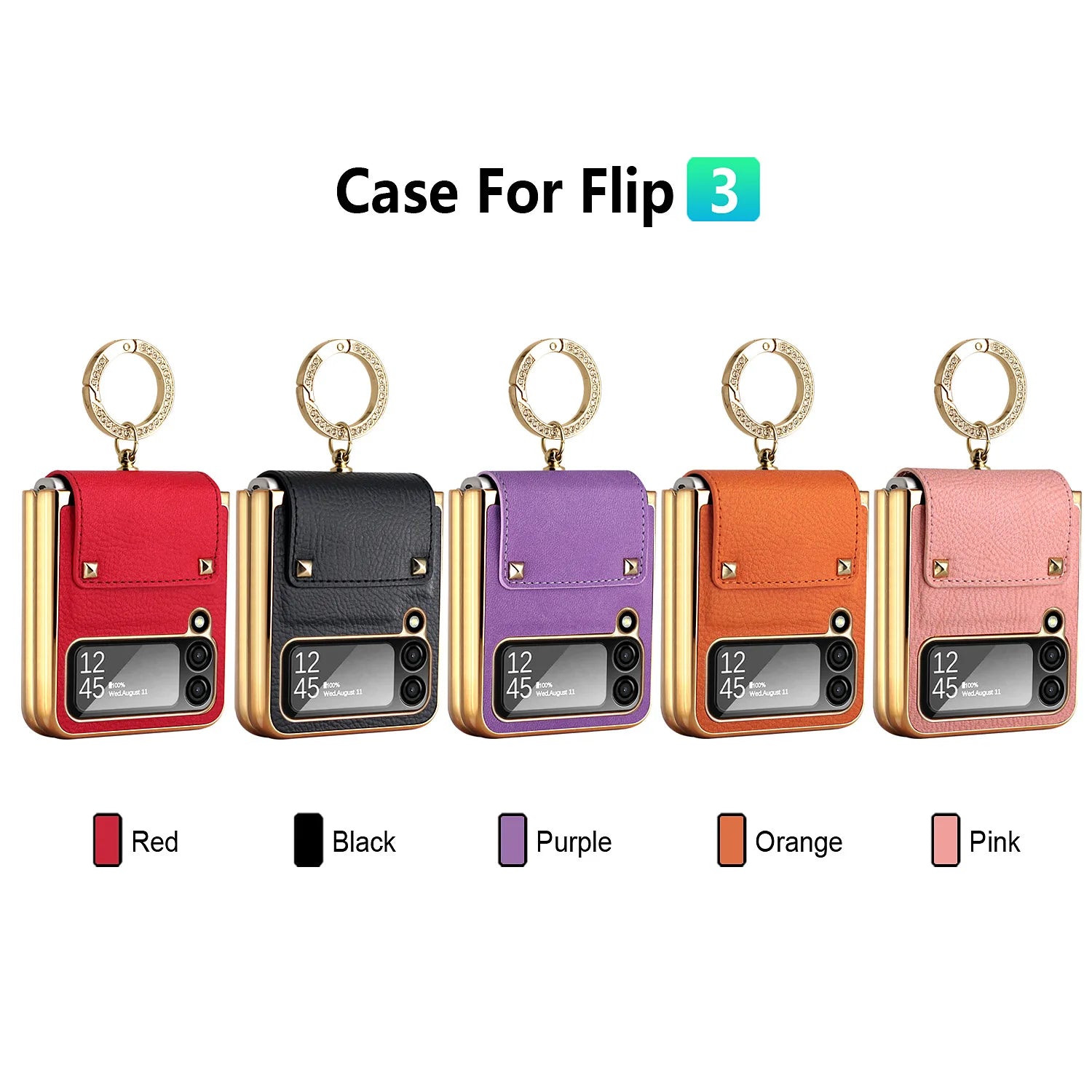 Vegan Leather Plating Galaxy Z Flip 6 Ring Holder Case