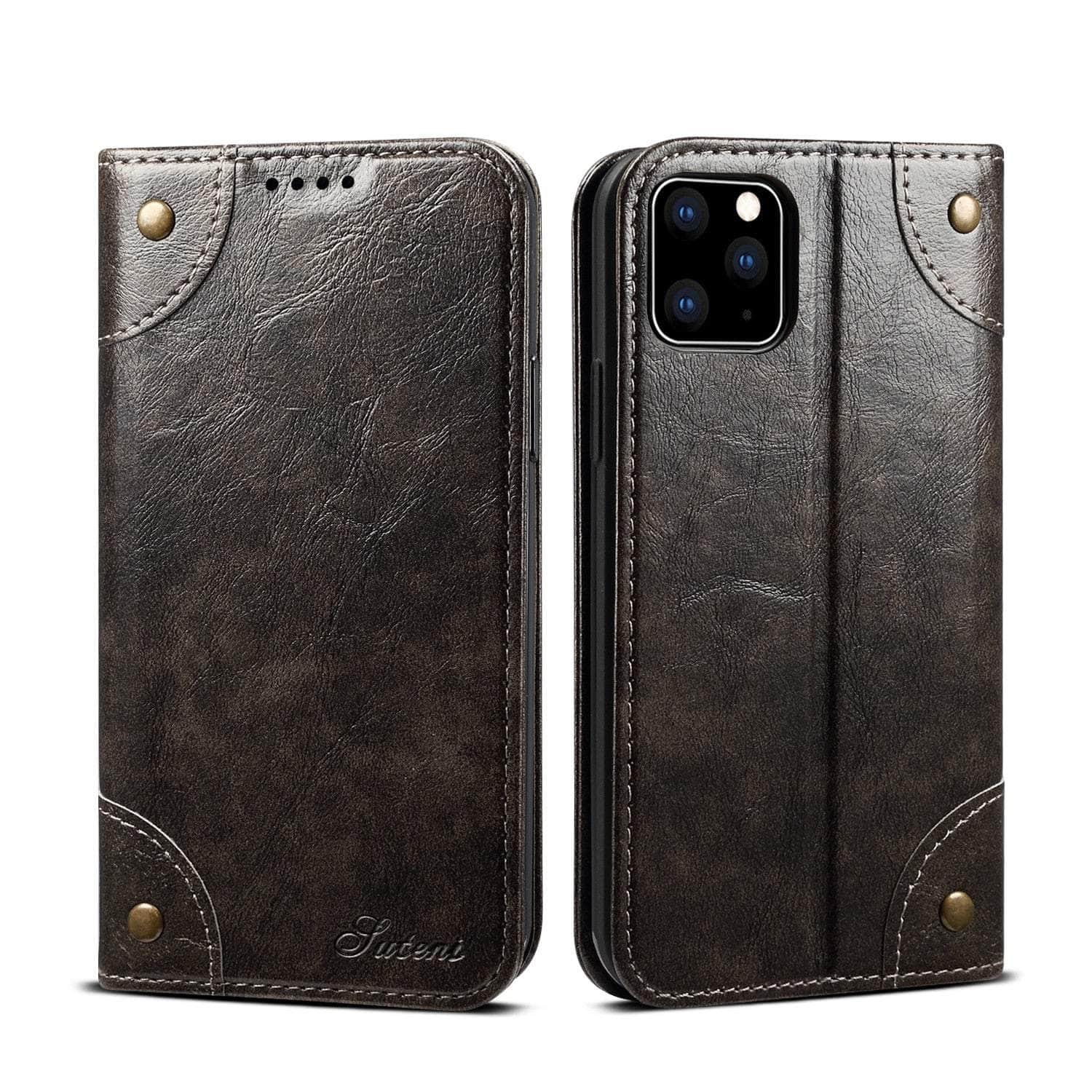 Casebuddy Classic iPhone 15 Pro Max Wallet Flip Genuine Leather Case