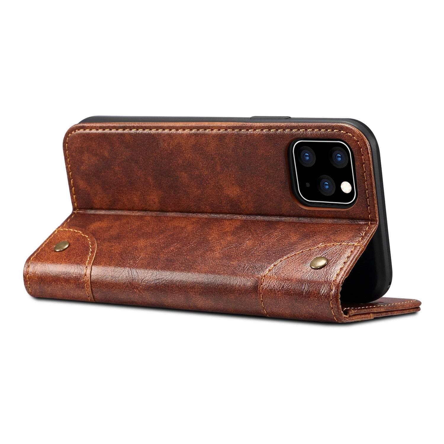 Casebuddy Classic iPhone 15 Wallet Flip Genuine Leather Case