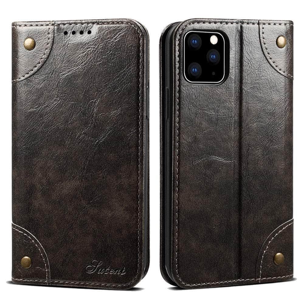 Casebuddy Classic iPhone 15 Wallet Flip Genuine Leather Case