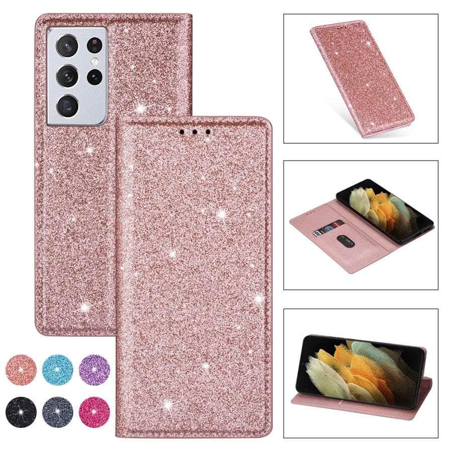 Casebuddy Galaxy A14 Wallet Glitter Leather Case