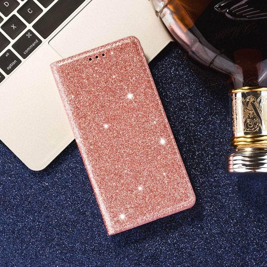 Casebuddy Rose gold / Galaxy A14 Galaxy A14 Wallet Glitter Leather Case