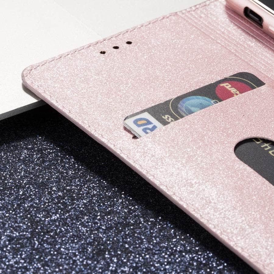 Casebuddy Galaxy A14 Wallet Glitter Leather Case