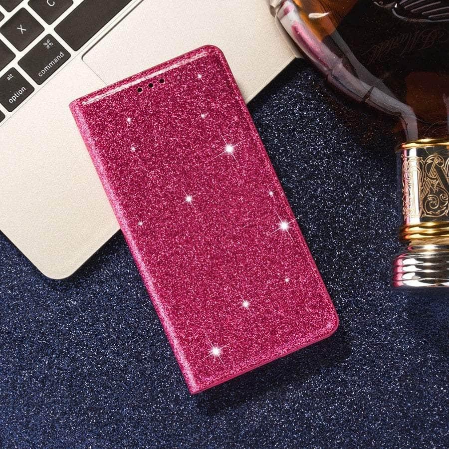 Casebuddy Rose red / Galaxy A14 Galaxy A14 Wallet Glitter Leather Case