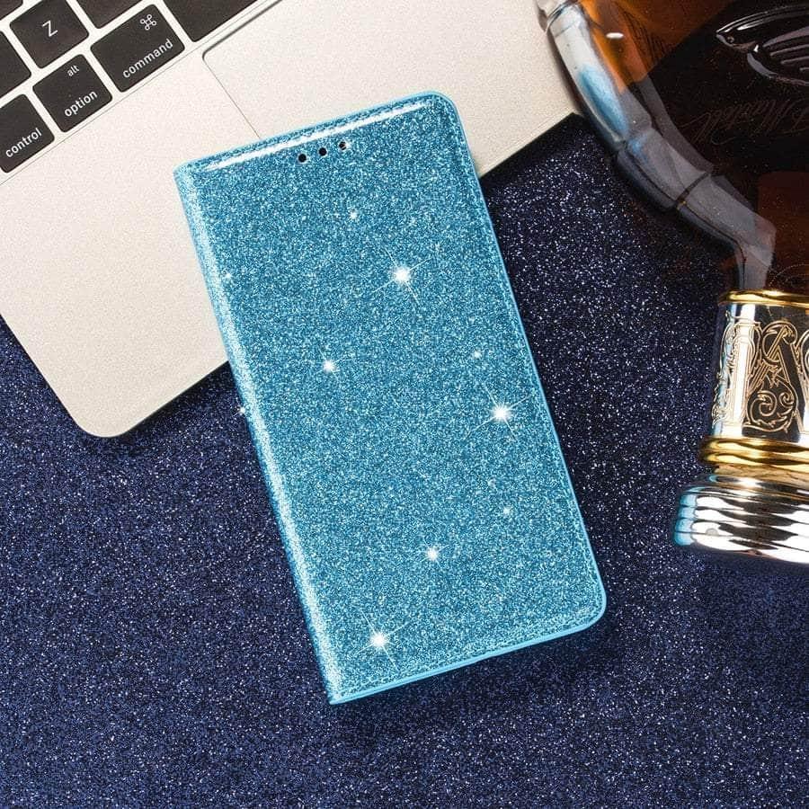 Casebuddy Sky blue / Galaxy A14 Galaxy A14 Wallet Glitter Leather Case