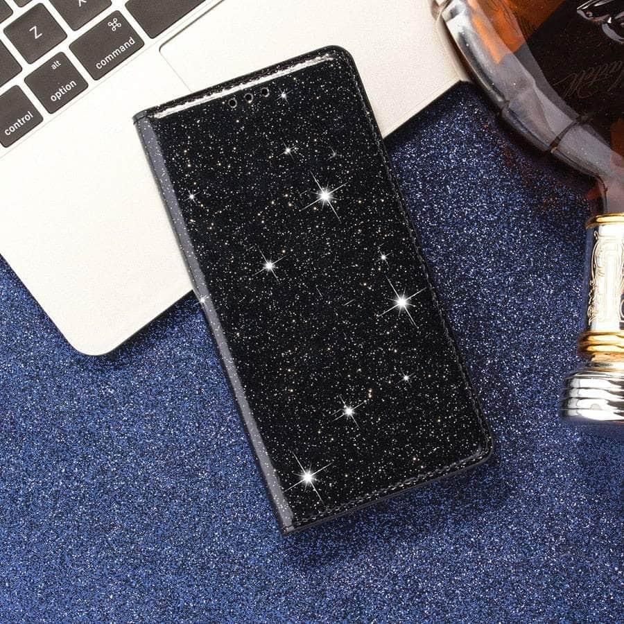 Casebuddy Black / Galaxy A14 Galaxy A14 Wallet Glitter Leather Case