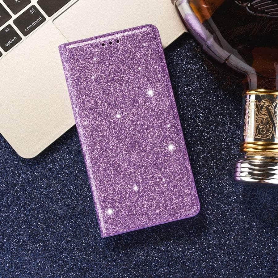 Casebuddy Purple / Galaxy A14 Galaxy A14 Wallet Glitter Leather Case