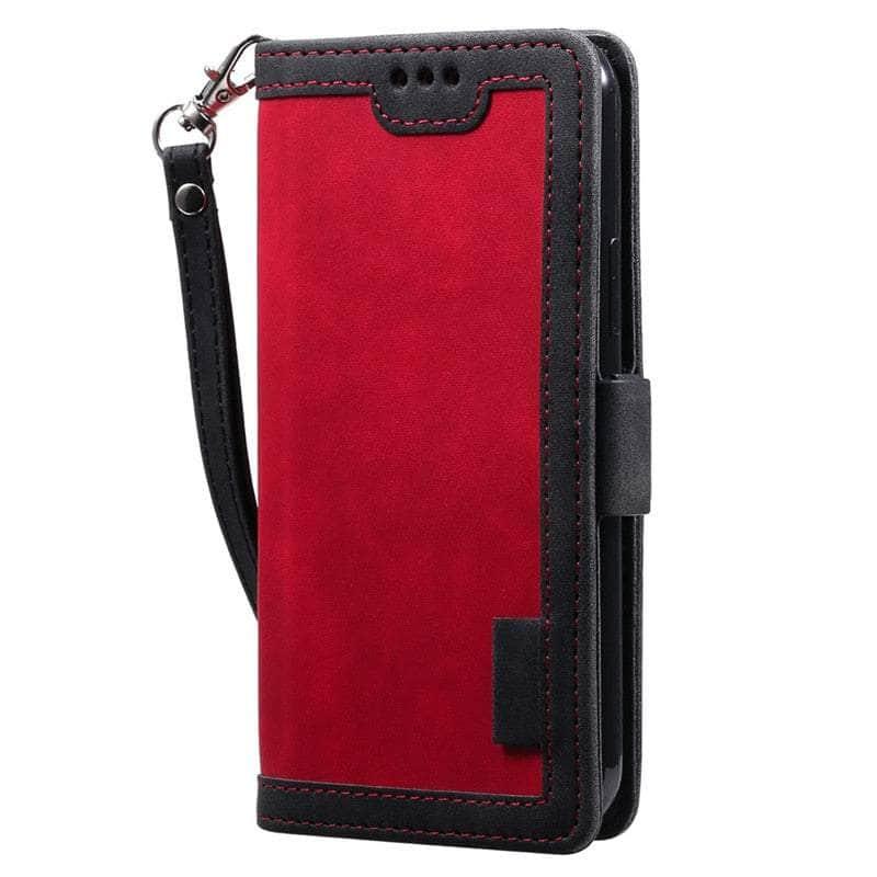 Casebuddy Deep Red / For Galaxy A34 Galaxy A34 Leather Flip Wallet Case