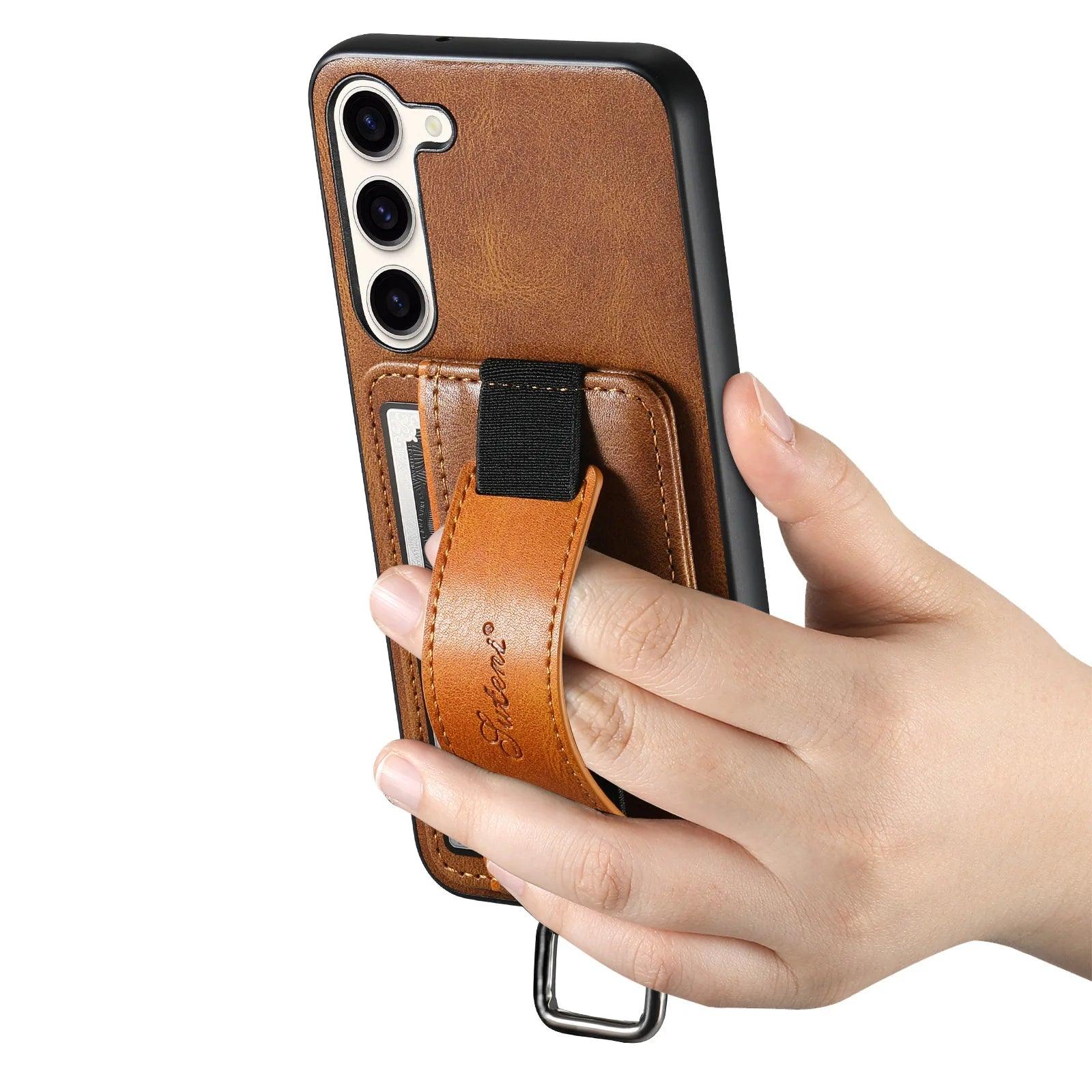 Galaxy S24 Leather Bracket Wristband Case