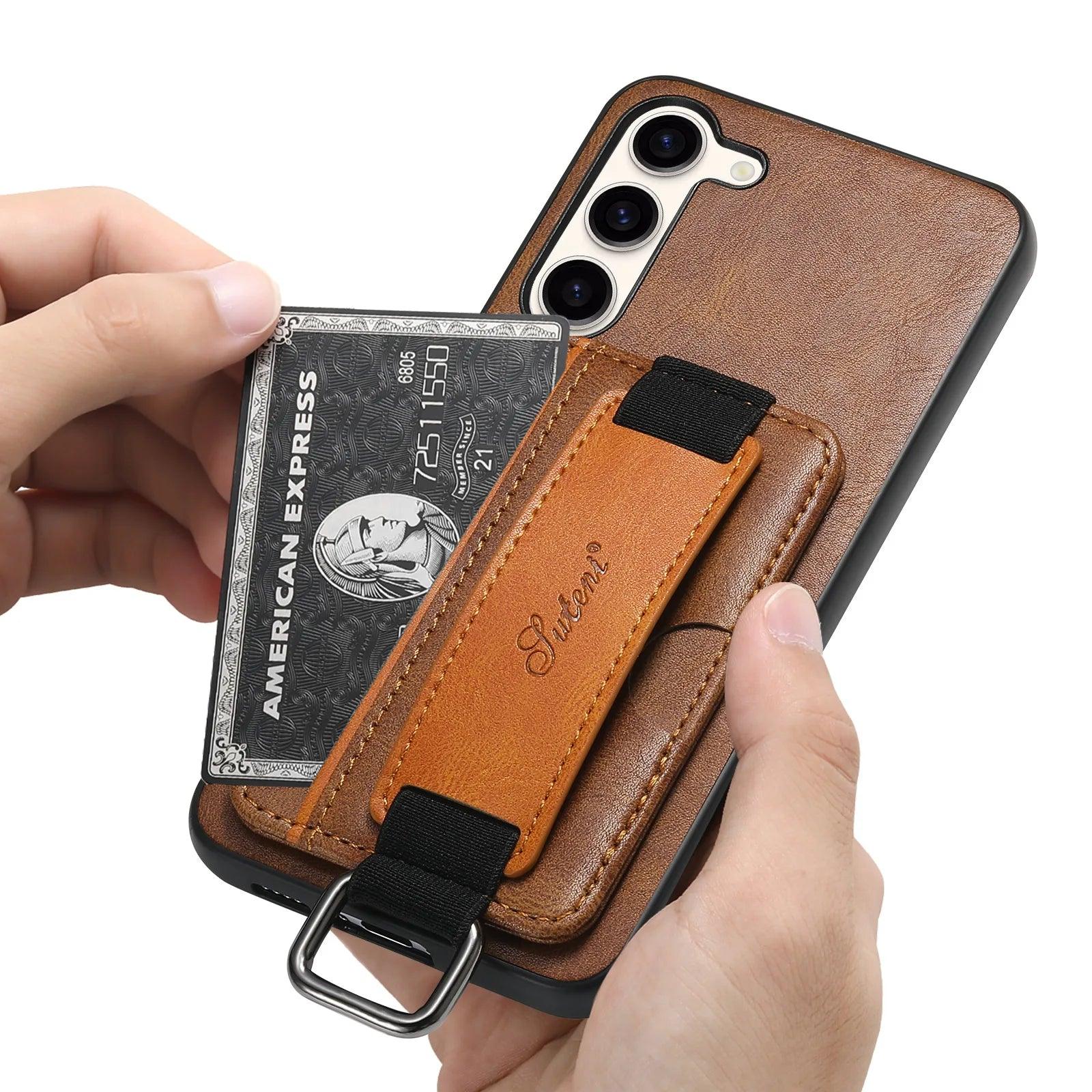 Galaxy S24 Leather Bracket Wristband Case