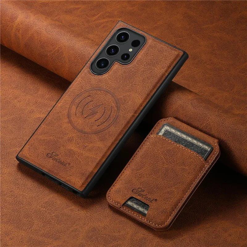 Galaxy S24 Plus Card Holder Vegan Leather Magnetic Pocket