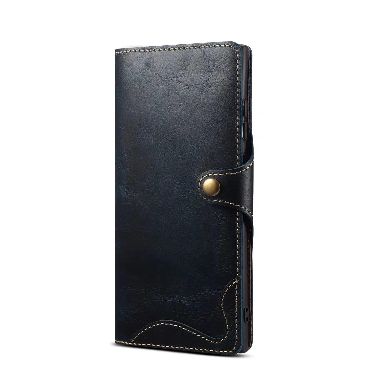 Casebuddy Blue / Galaxy S24 Plus Galaxy S24 Plus Real Cowhide Leather Wallet Case