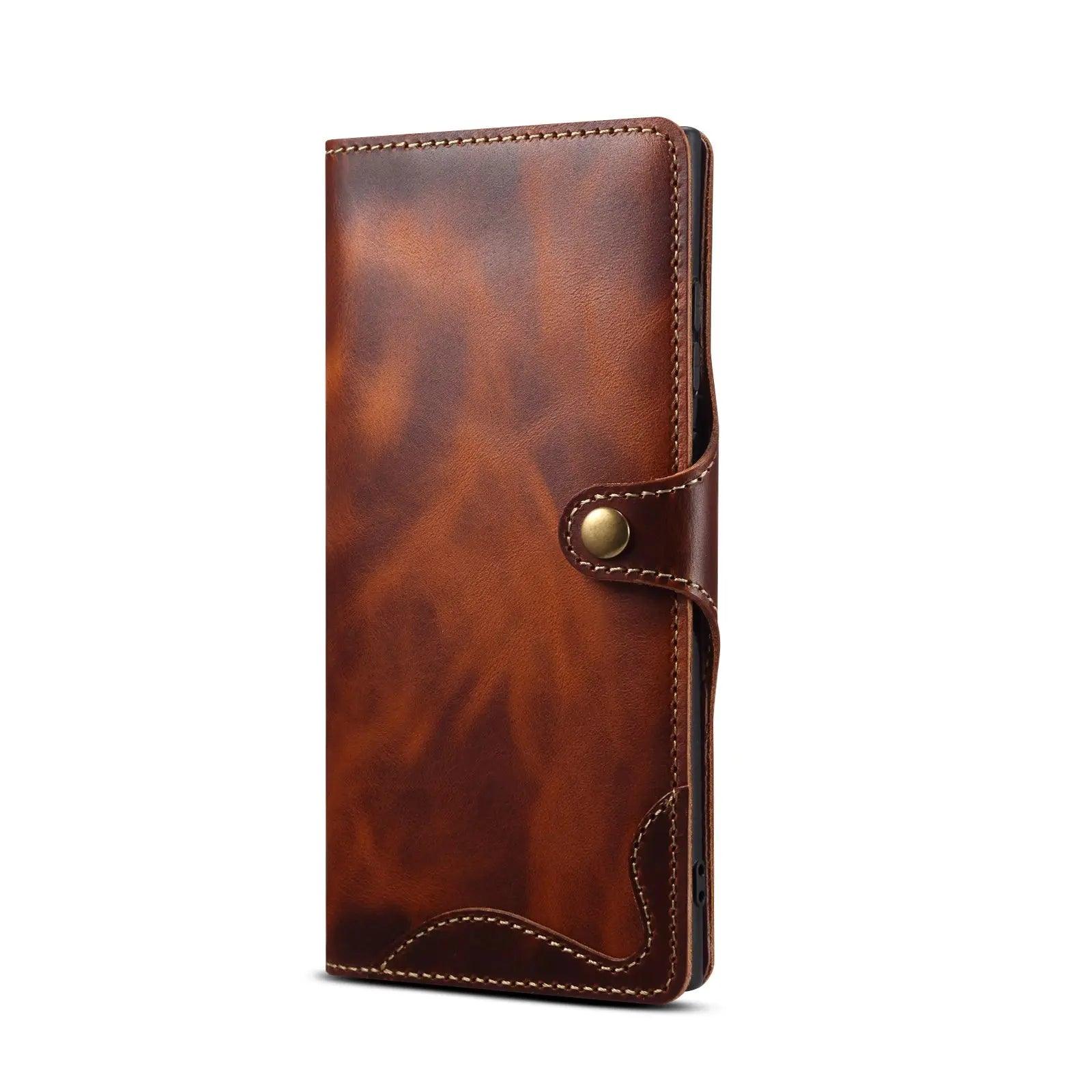 Casebuddy Brown / Galaxy S24 Plus Galaxy S24 Plus Real Cowhide Leather Wallet Case