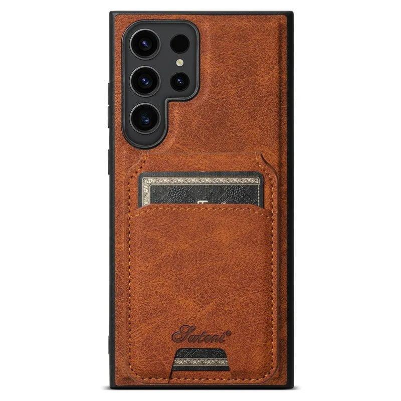 Casebuddy Khaki / S24 Ultra Galaxy S24 Ultra Card Holder Vegan Leather Magnetic Pocket