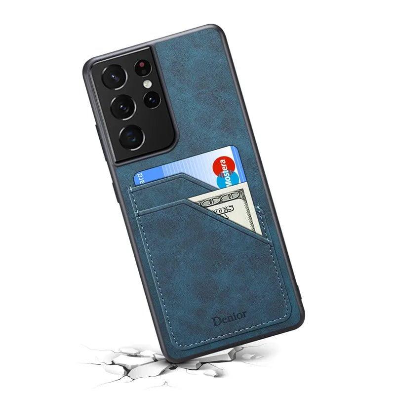 Casebuddy Blue / S24 Ultra Galaxy S24 Ultra Luxury Vegan Leather Card Slot Case
