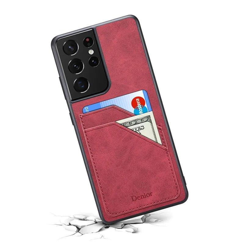 Casebuddy Red / S24 Ultra Galaxy S24 Ultra Luxury Vegan Leather Card Slot Case