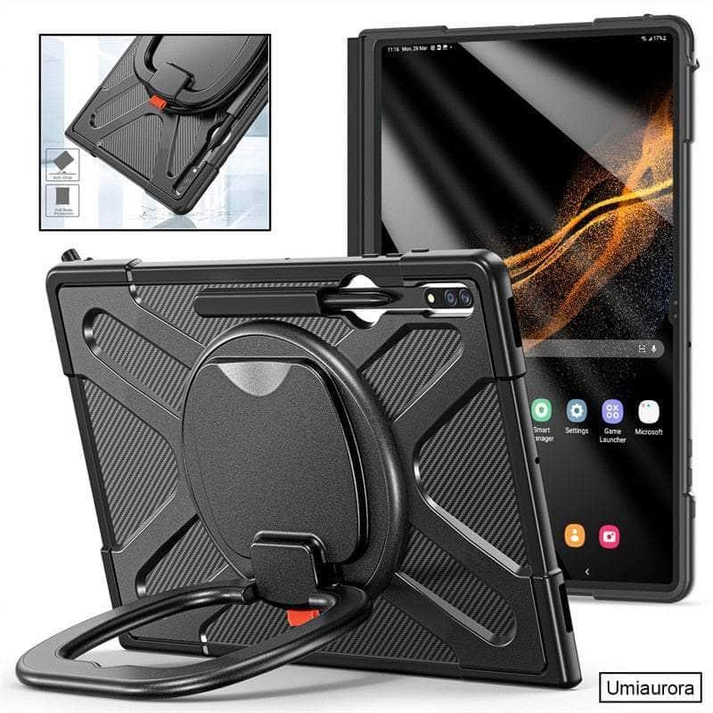 Casebuddy Galaxy Tab S9 Ultra Rotation Hand Ring Stand Rugged Case