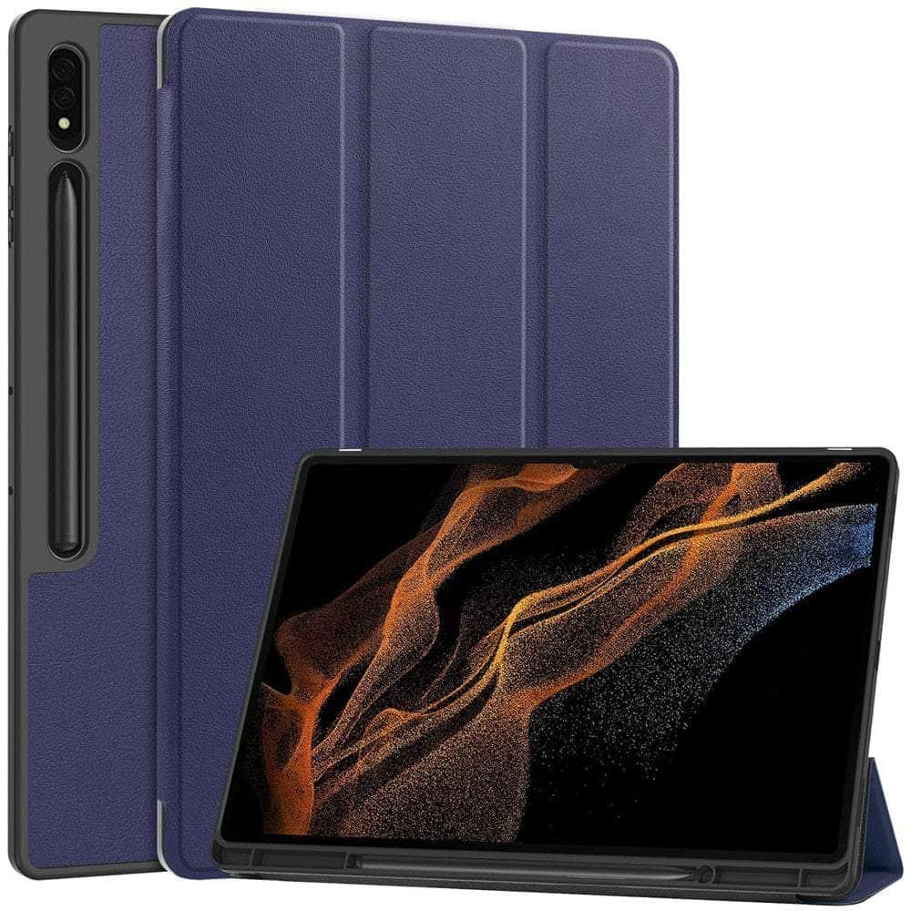 Casebuddy Navy / Tab S9 Ultra 14.6inc Galaxy Tab S9 Ultra Smart Case Pencil Holder