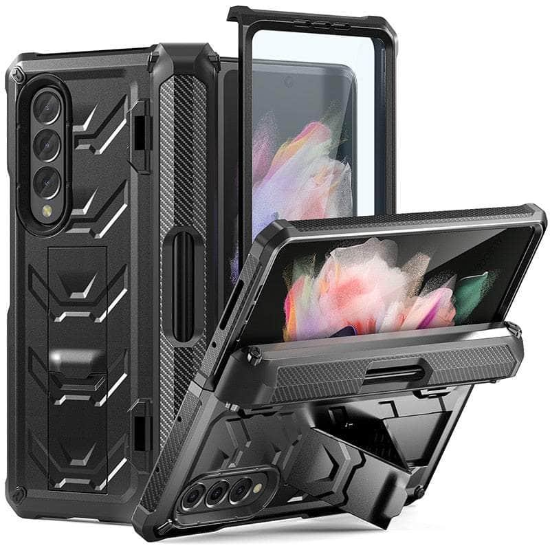 Casebuddy Black / For Galaxy Z Fold 3 Galaxy Z Fold 3 Hinge Pen Slot Kickstand Hard Case