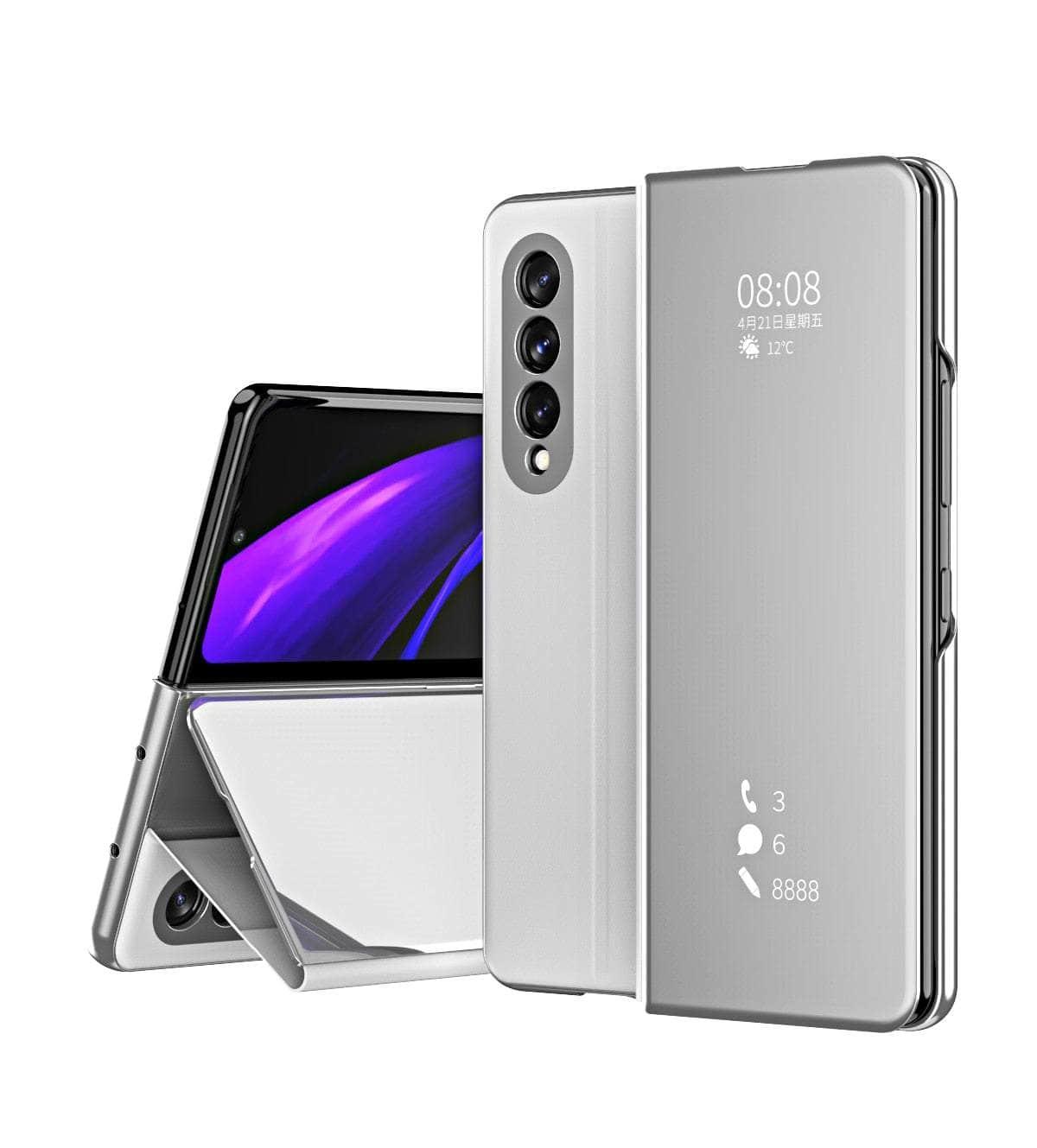 Casebuddy Silver / For Samsung Z Fold 5 Galaxy Z Fold 5 Mirror Clear View Case